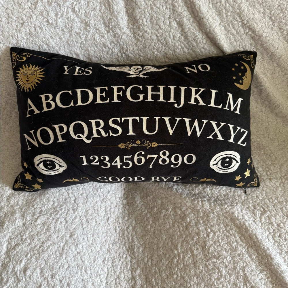 Black and Gold Ouija Accent Pillow 19” x 11”